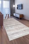 Dijidekor Halı Vizon Cool KY7005 Yıkanabilir Saçaklı Kesme İnce Yolluk Kilim Salon Halısı Modelleri