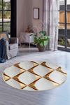 Dijidekor Halı Gold Cool KY7059 Yıkanabilir Yuvarlak Kesme İnce Yolluk Kilim Salon Halısı Modelleri