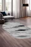 Dijidekor Halı Siyah Cool Karo Yıkanabilir Oval Saçaklı Kesme İnce Yolluk Kilim Salon Halısı Modeli