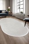 Dijidekor Halı Krem Cool Janjanlı Oval Saçaklı Kesme İnce Yolluk Kilim Salon Halısı Modelleri